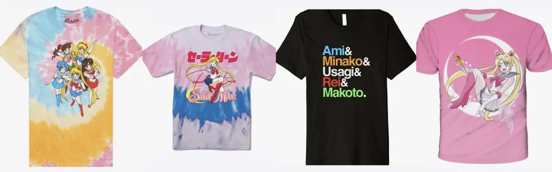 Various Sailor Moon shirts at Amazon and BoxLunch
