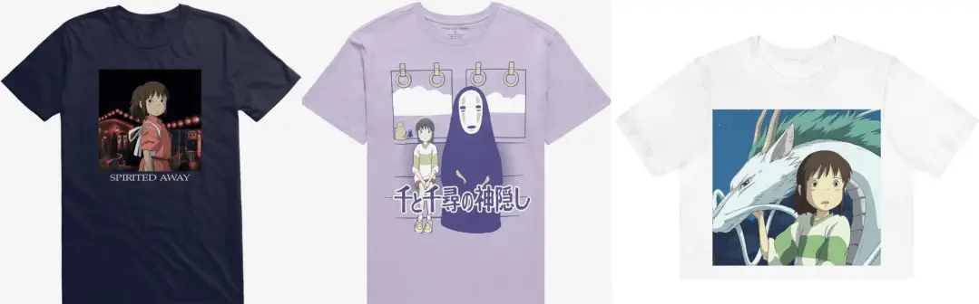 Spirited Away shirts from various places