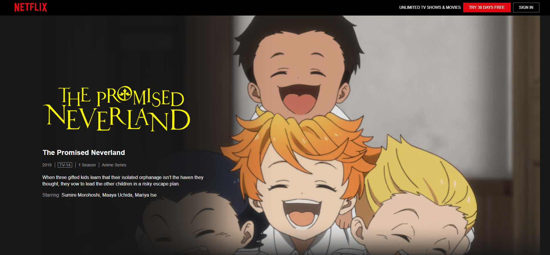 watch the promised neverland on netflix