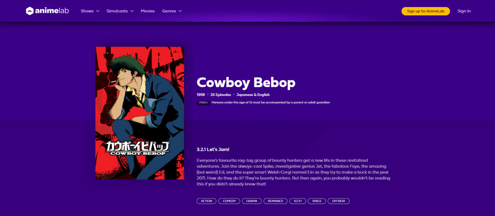 Cowboy Bebop AnimeLab