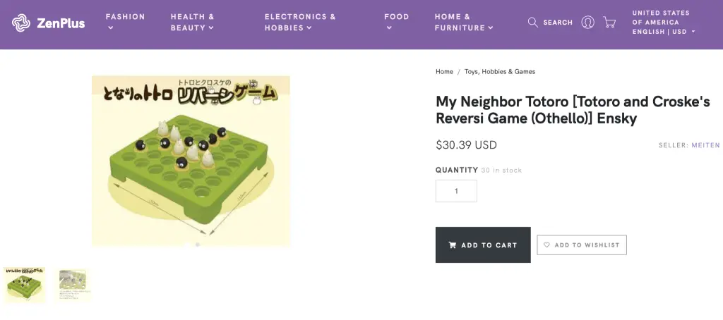 My Neighbor Totoro Reversi, sold at ZenPlus