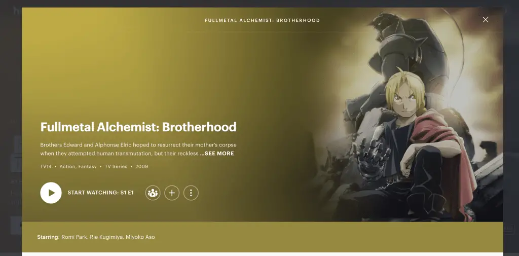 Fullmetal Alchemist: Brotherhood on Hulu