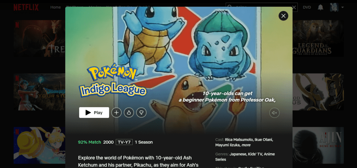 How to Watch Pokémon Indigo League on Netflix from Anywhere in the World