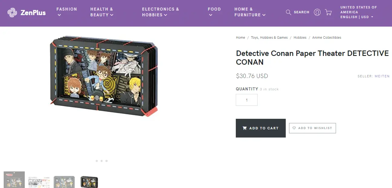 Detective Conan Paper Theater Set, sold at ZenPlus