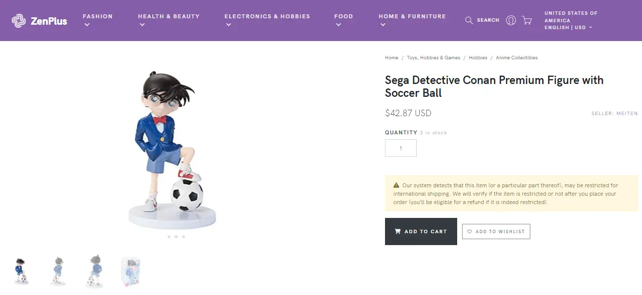 Detective Conan with Soccer Ball Premium Figure By Sega, sold at ZenPlus
