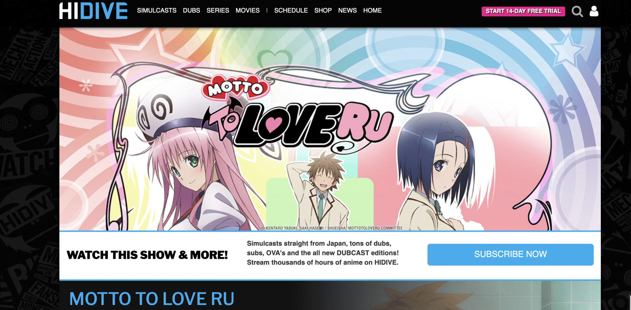 Motto To Love Ru at HIDIVE, Kentaro Yabuki, Saki Hasemi/ Shueisha, Toloveru Project