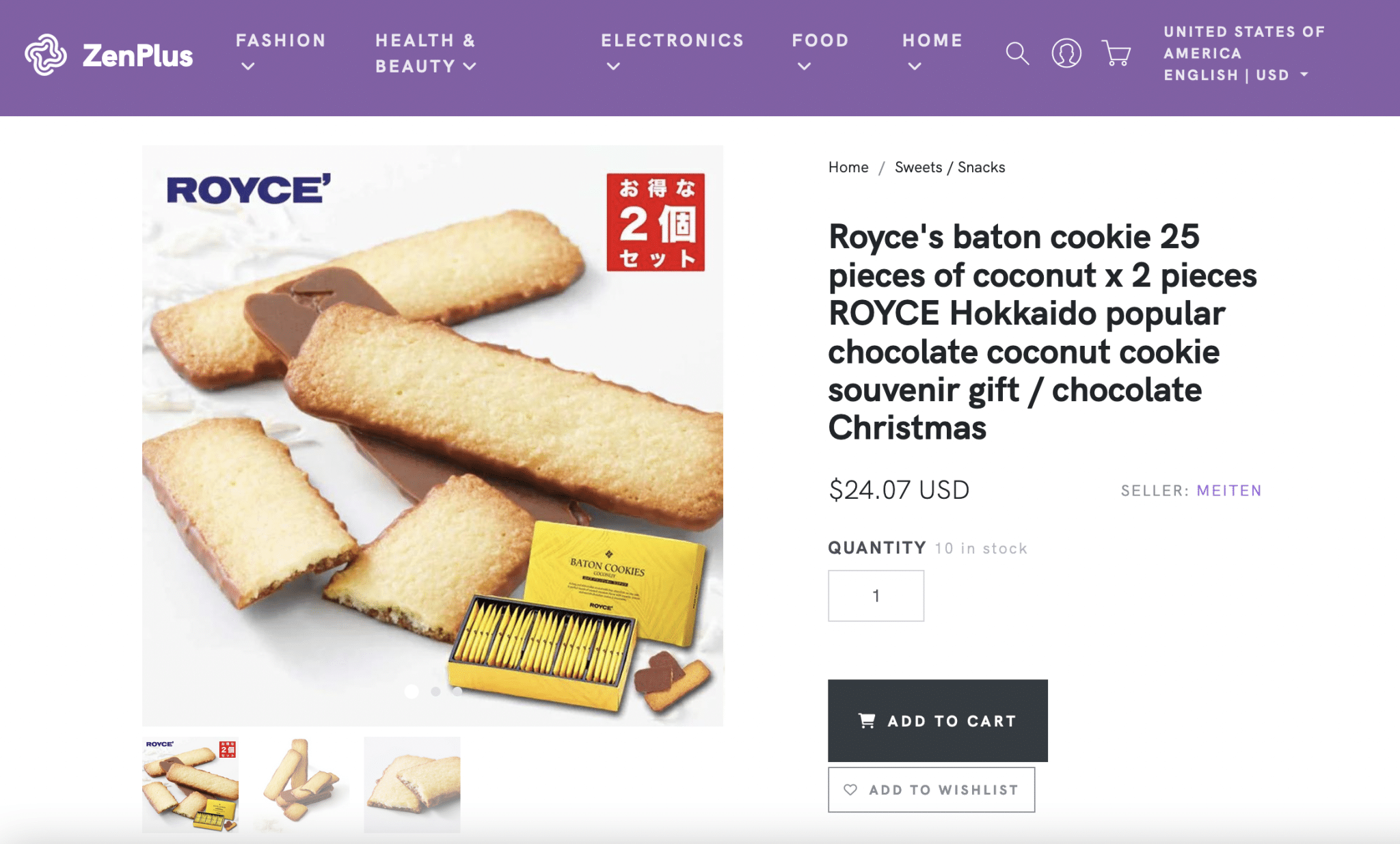 Royce' Coconut Baton Cookies at ZenPlus