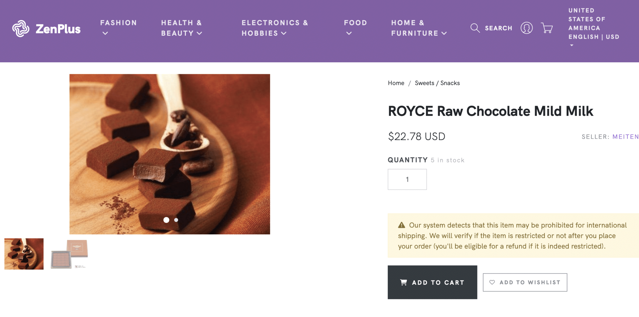 Royce' Nama Milk Chocolate at ZenPlus
