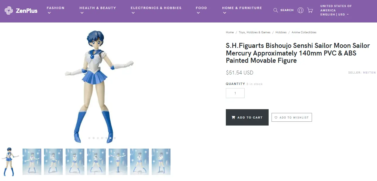 Sailor Mercury, SHFigurarts Bishoujo Senshi Movable Figurine, sold at ZenPlus
