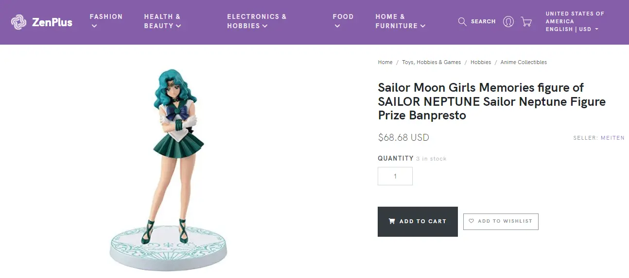 Sailor Neptune Moon_Sailor Moon Memories Figure Line, sold at ZenPlus