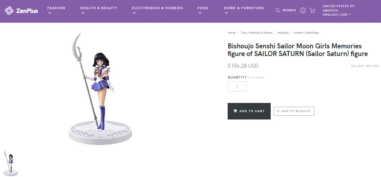 Sailor Saturn, Bishoujo Senshi Sailor Moon Girls Memories Figurine, sold at ZenPlus