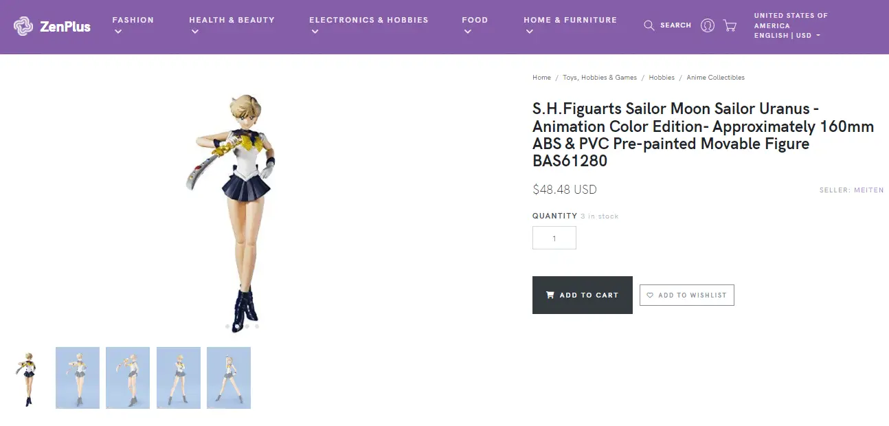 Sailor Uranus, SHFigurarts Movable Figurine, sold at ZenPlus
