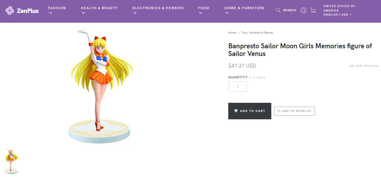 Sailor Venus_Banpresto Sailor Moon Girls Memories Figurine, sold at ZenPlus
