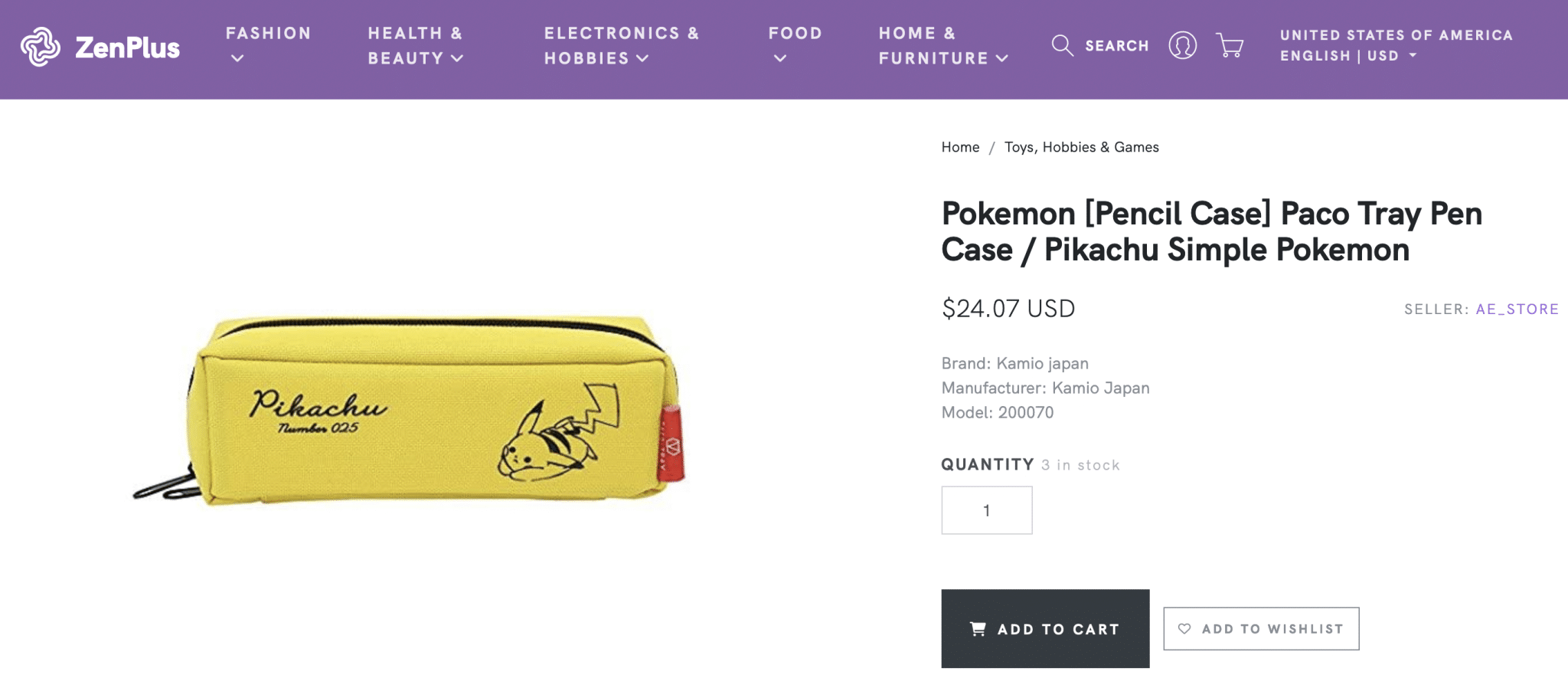 Pikachu pen case