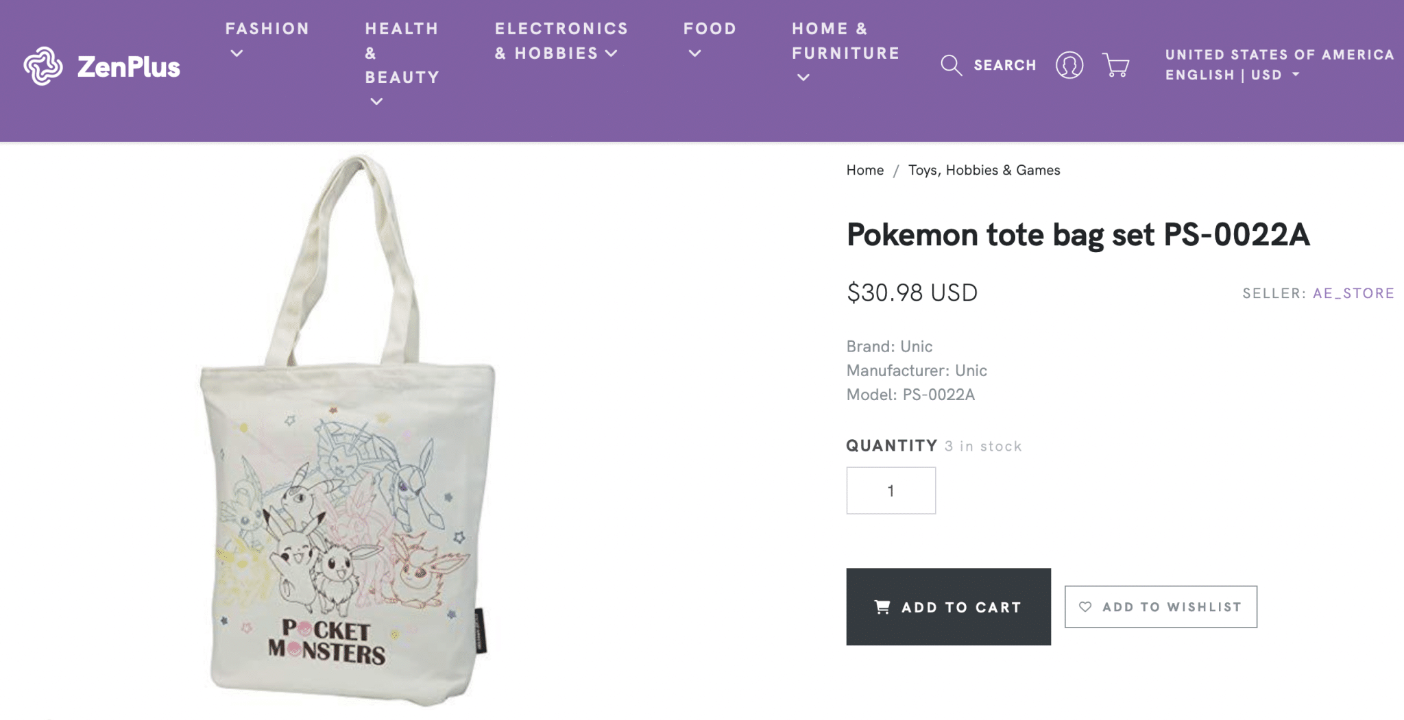Pocket Monsters (Pokémon) tote bag