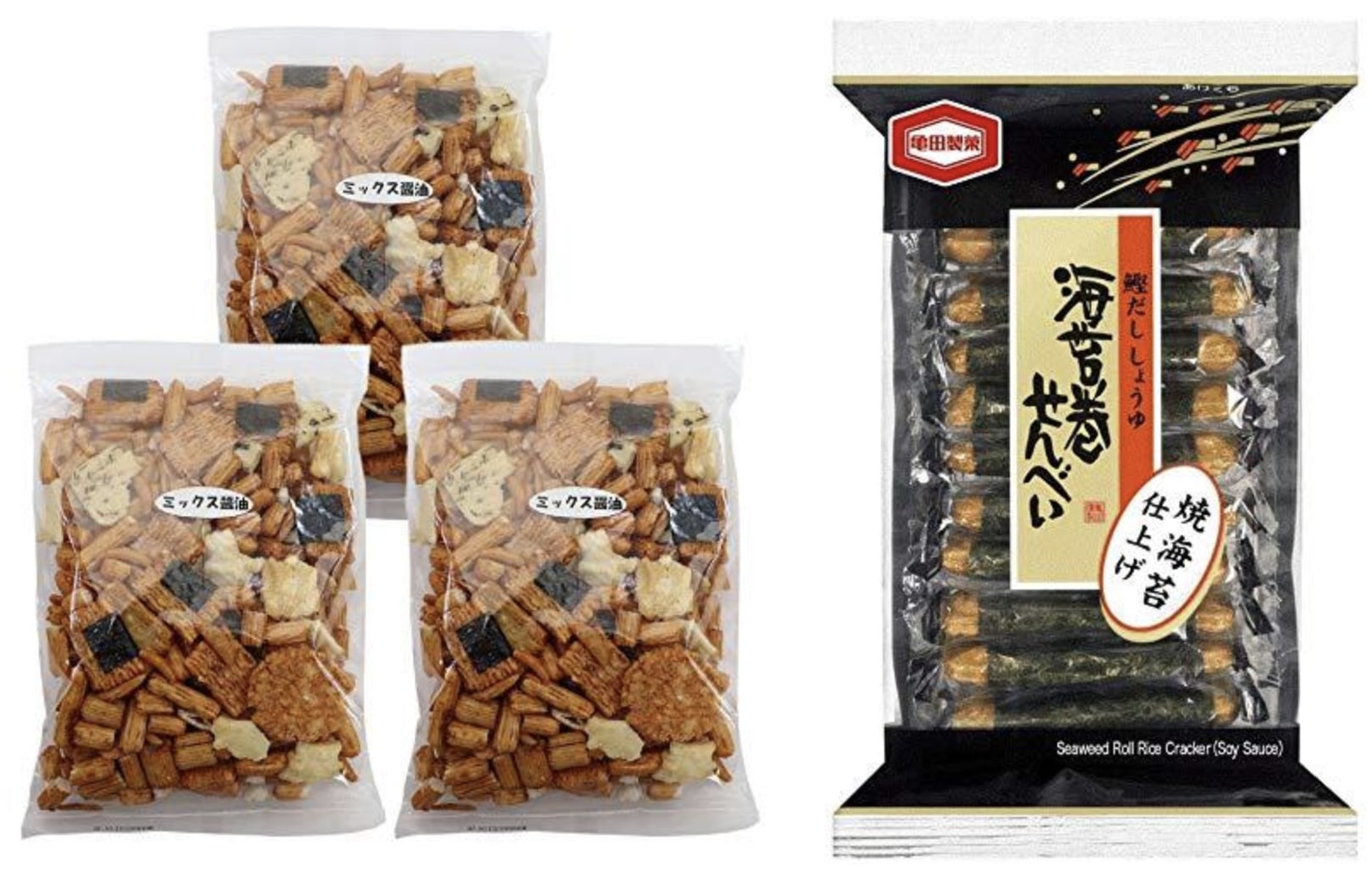 Two types of Japanese rice crackers found at ZenPlus