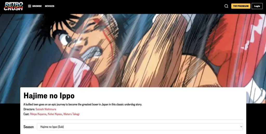 Hajime no Ippo on RetroCrush - George Morikawa/Kodansha/VAP/NTV
