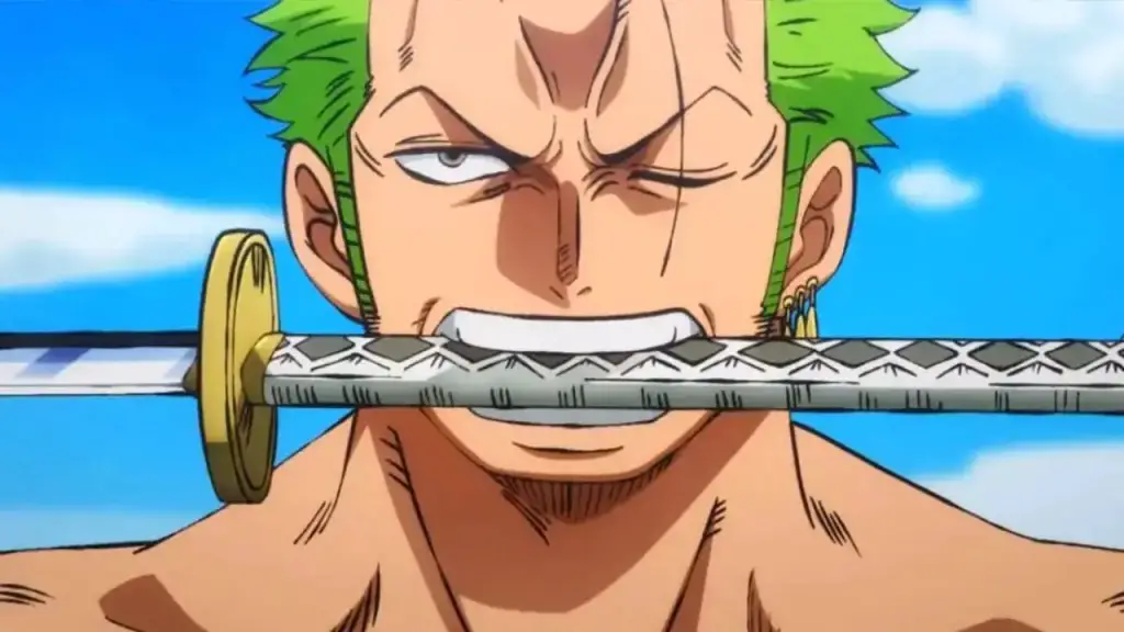 Roronoa Zoro with sword in mouth