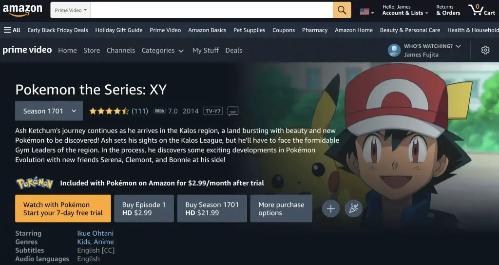Pokemon XY at Amazon Prime