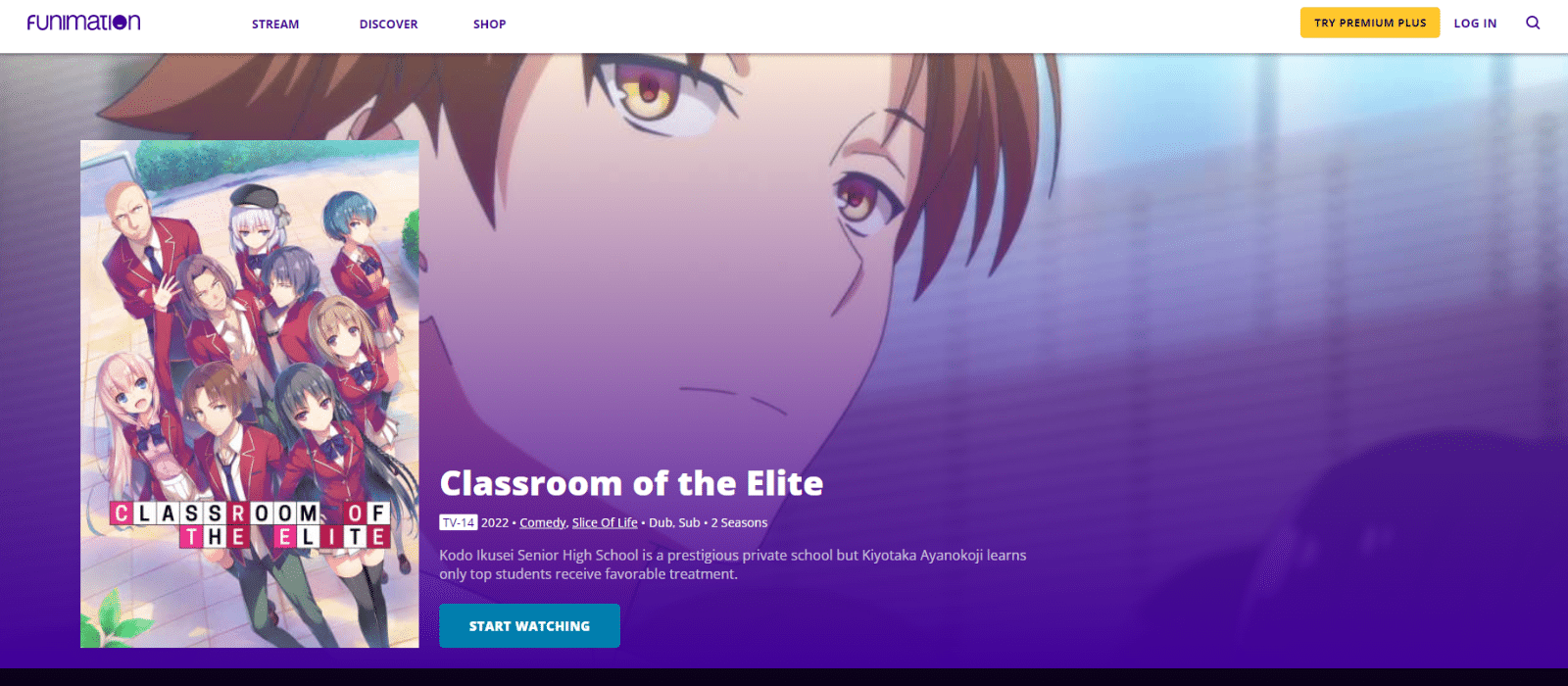 classroom of the elite funimation