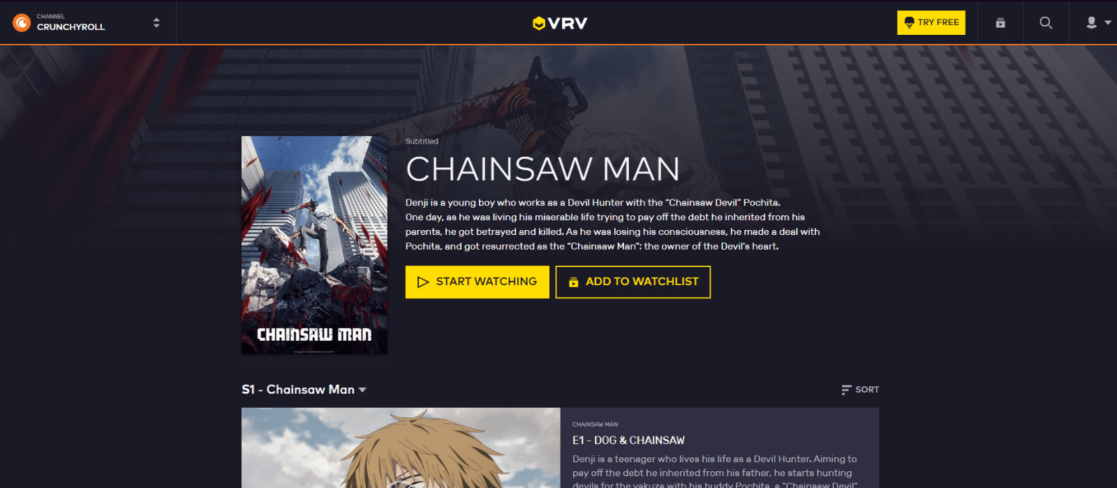 Chainsaw Man VRV