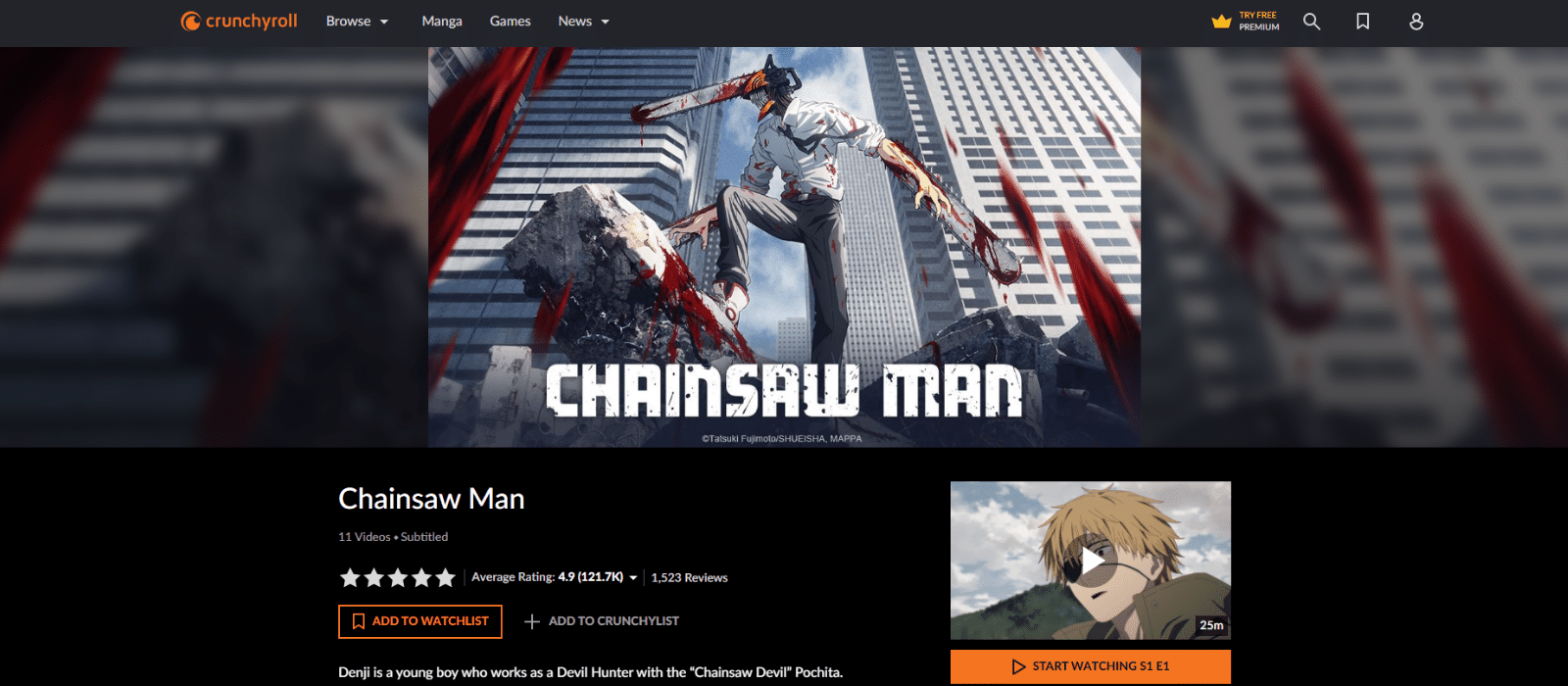 Chainsaw man Crunchyroll