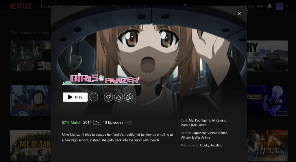 Girls und Panzer on Netflix