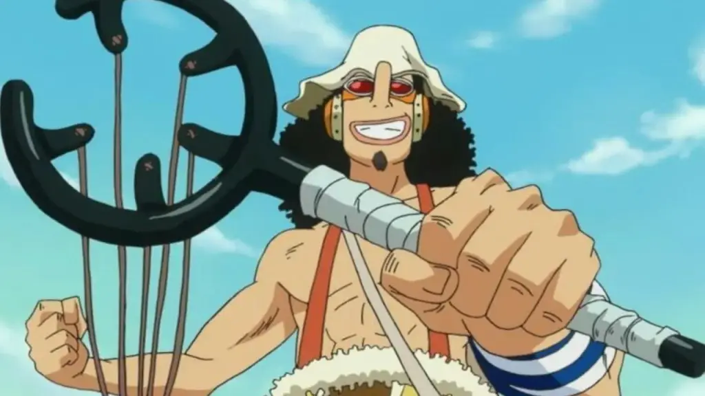 Usopp utilizing his weapon in the One Piece anime