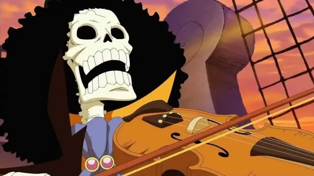 Brook playing his violin in One Piece