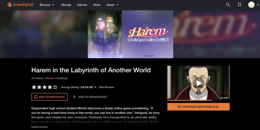 Harem in the Labyrinth of Another World on Crunchyroll