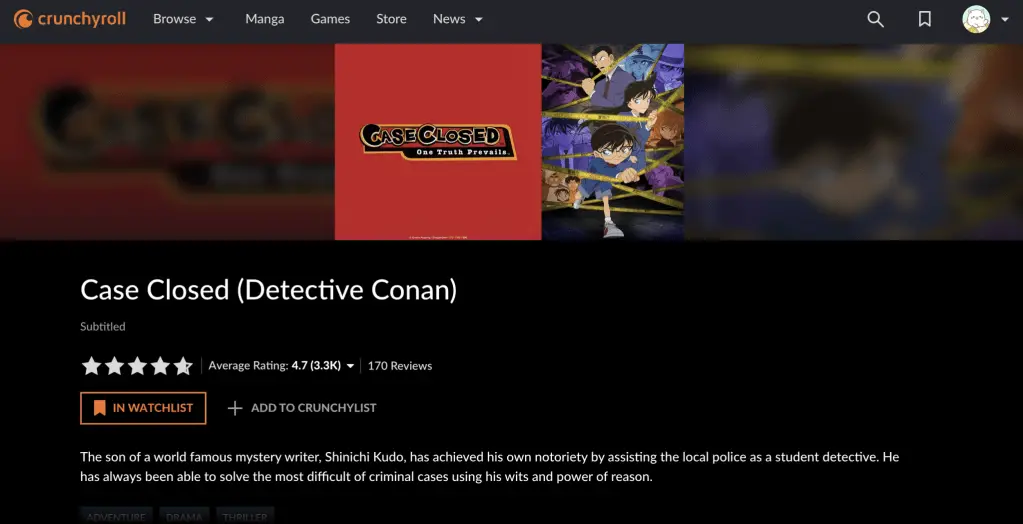 Detective Conan/ Case Closed at Crunchyroll