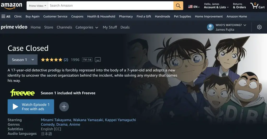Detective Conan at Amazon Prime