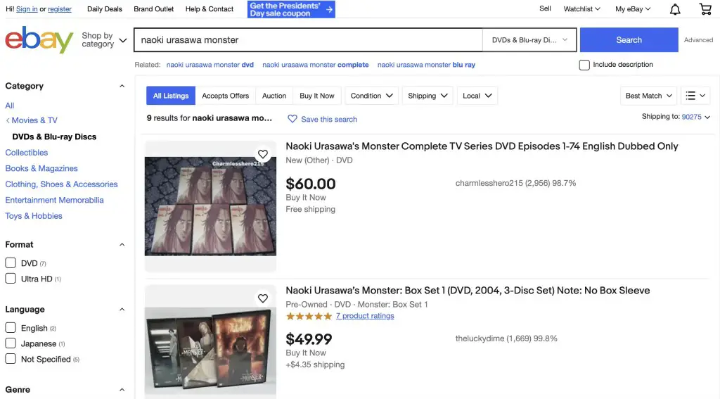Monster (DVD) at eBay