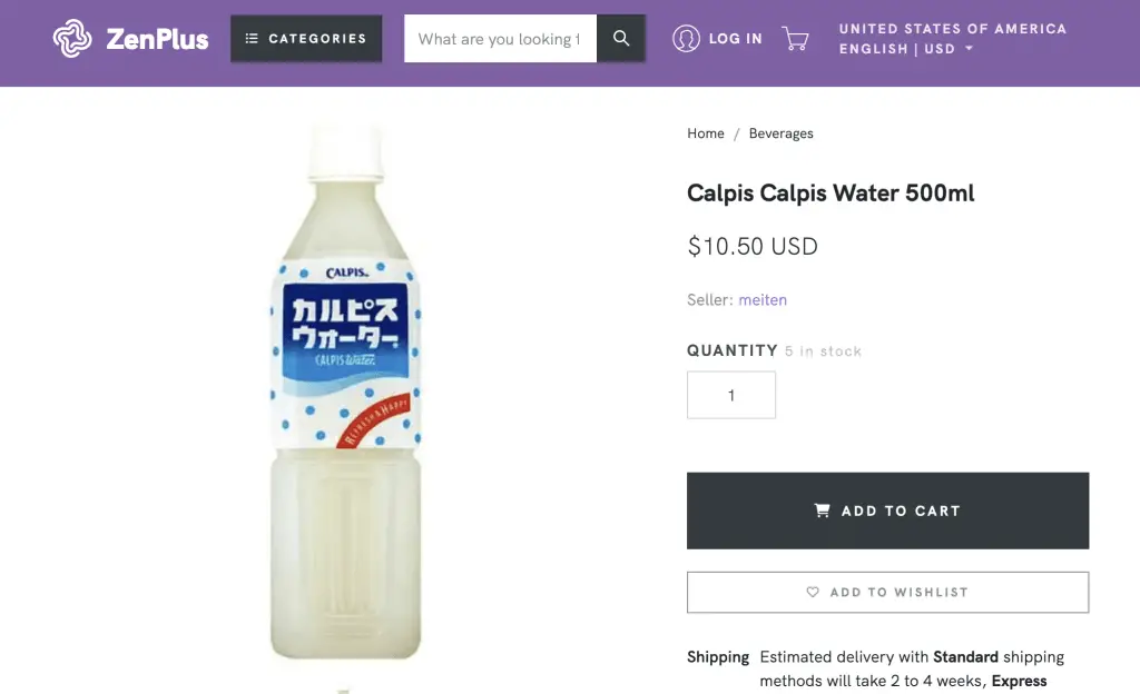 Calpis Water at ZenPlus