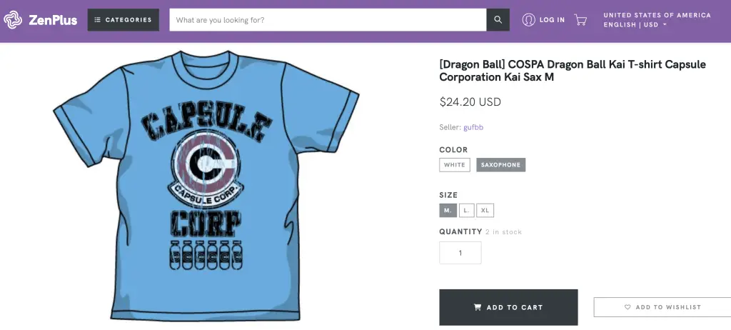 Capsule Corporation shirt, Dragon Ball, at ZenPlus