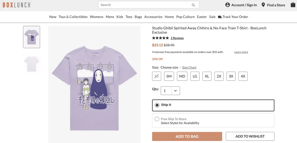 Chihiro and No Face on the train (Spirited Away) shirt at BoxLunch