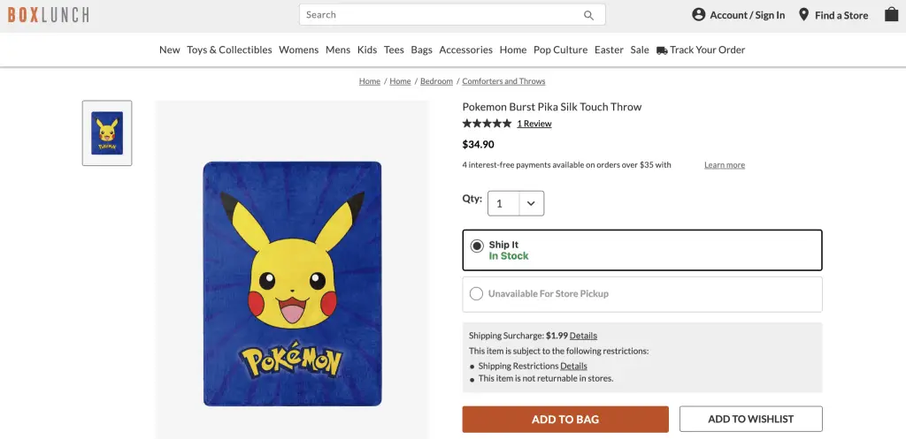 Pikachu "Burst" design blanket (Pokemon) at BoxLunch