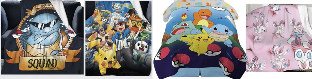Various Pokemon blankets
