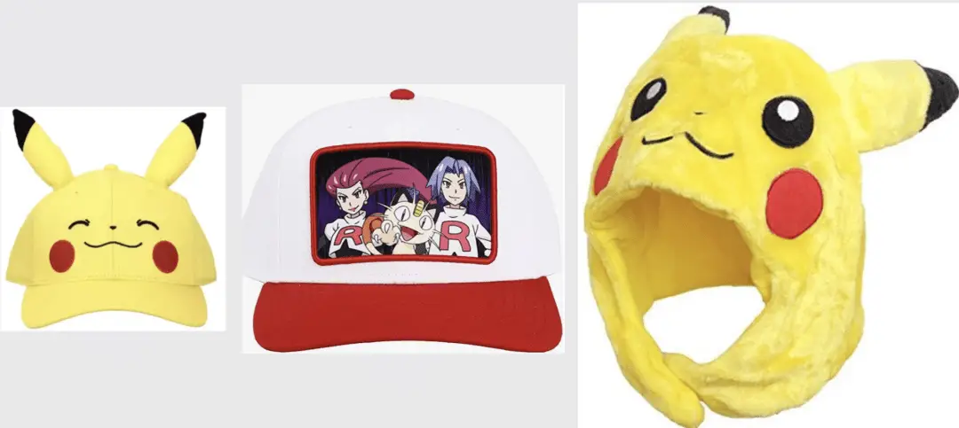 Pokemon hats from various places