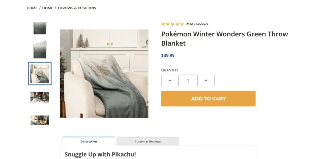 Winter Wonders blanket at the Pokemon Center
