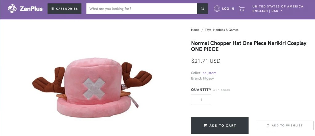 Pink Chopper (One Piece) cosplay hat at ZenPlus