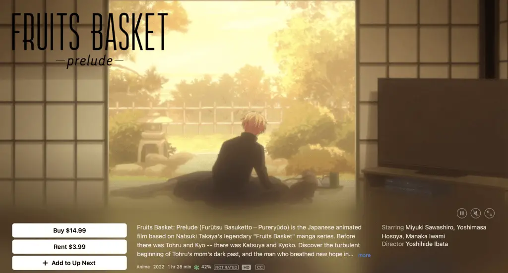 The movie Fruits Basket: Prelude at Apple TV