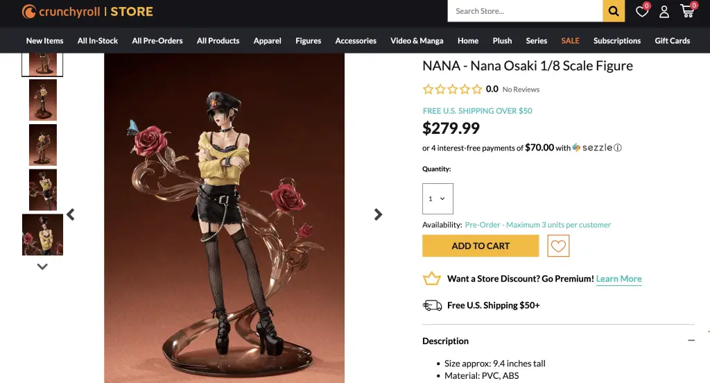 Nana Osaki figurine at the Crunchyroll Store