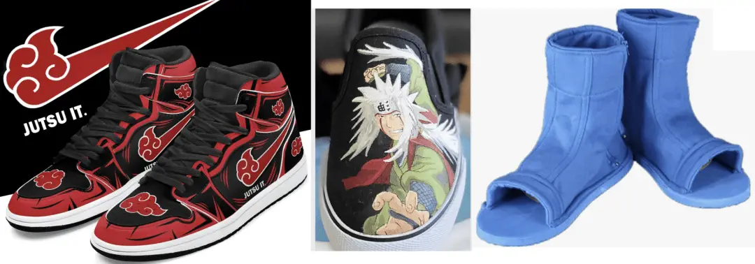 Naruto shoes from various places.