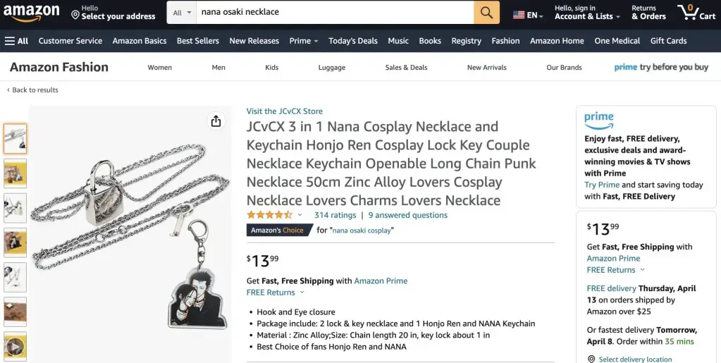 Nana necklace and keychain, Amazon