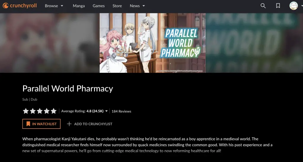 Parallel World Pharmacy at Crunchyroll