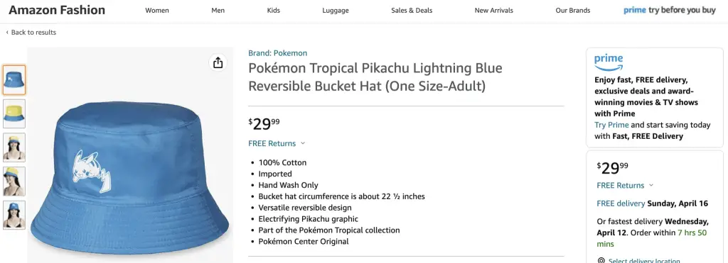 Tropical Bucket (Pikachu, Pokemon) at Amazon