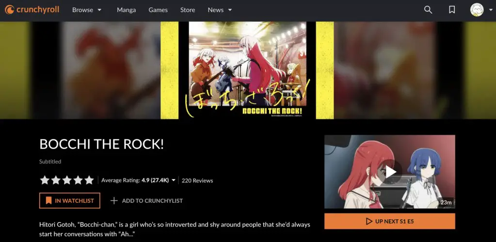 Bocchi the Rock! at Crunchyroll