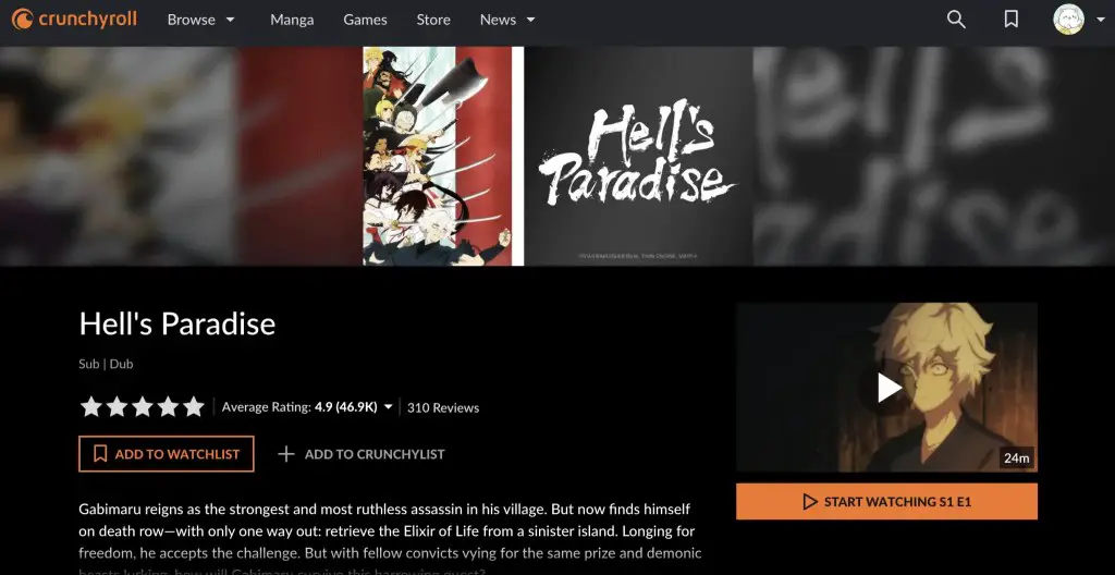 Hell's Paradise at Crunchyroll
