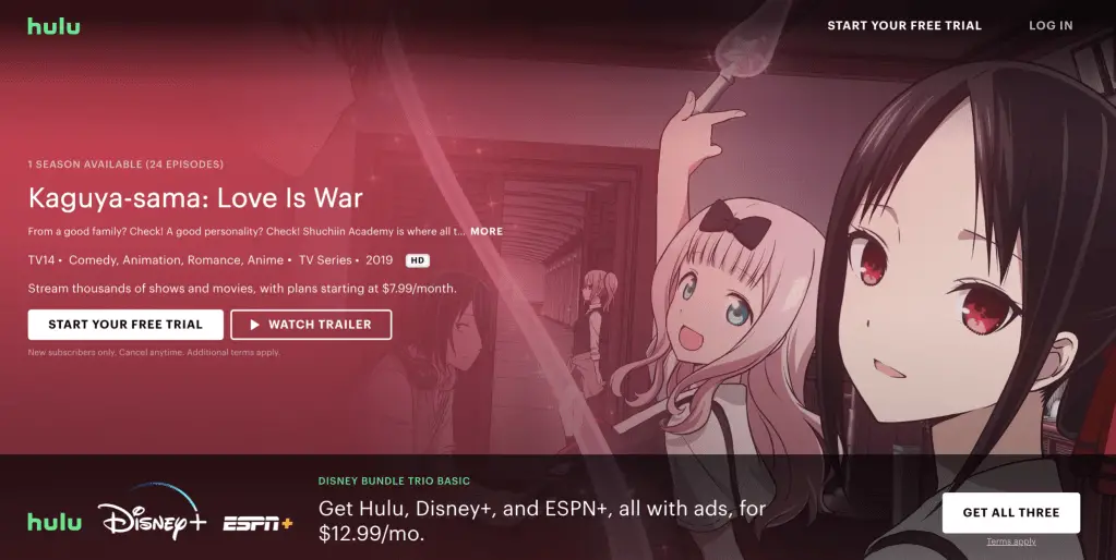 Kaguya-sama: Love is War at Hulu